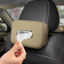 Ongfuwu Large Car Tissue Holder for 120 Standard Tissue, Leather Tissue Box for Backseat, Car Napkin Cover, Auto Napkin Holder Organizer, Universal Vehicle Tissue Paper Box (Regular+Beige)