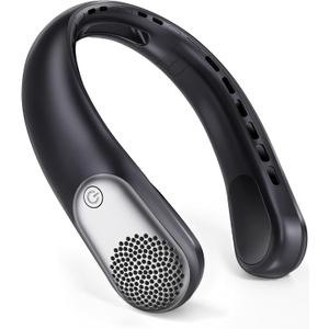 Neck Fan, Portable Personal Fan around Neck, 4000 mAh Battery Operated with LED Display, 3 Wind Speed, Fast Cooling, Ultra Quiet, USB Rechargeable Fan Men Women Outdoor Indoor (Black)