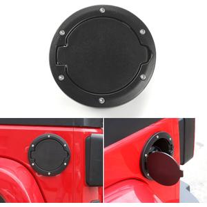 JeCar Aluminum Gas Cap Fuel Filler Door Cover for Jeep Wrangler 2007-2018 JK & Unlimited Accessories (Black)