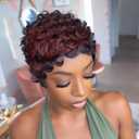 Short Layered Curly Pixie Cut Wigs With Bangs Human Hair Short Pixie Cut Wigs for Black Women Glueless Wig Curly Human Hair Wig F1B/99J Color