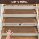GROWLING Linen Stair Treads for Wooden Steps Indoor 36x9 inch,7pcs Upgraded Self Adhesive Backing Non Slip Stair Carpets, Peel and Stick Stair Runner Rugs, Reusable Staircase Step Treads(Brown)