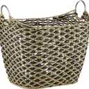 Deco 79 Seagrass Handmade Decorative and Functional Storage Basket Basket Organizer with Handles, Basket for Storage 21" x 18" x 18", Brown