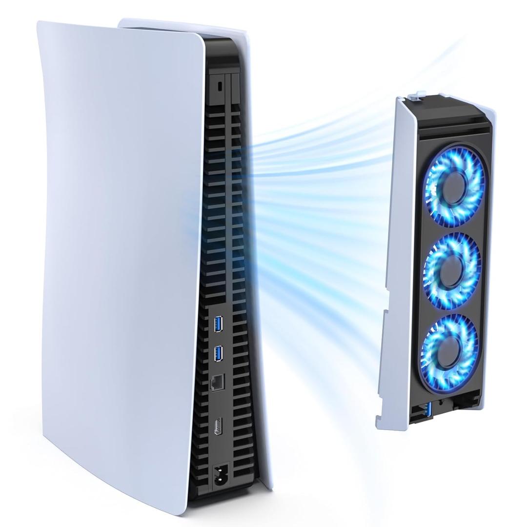 Upgraded Cooling Fan for PS5 Console,Quiet & Efficient Cooler with LED Light and USB 3.0 Port, Dual-Speed PlayStation 5 Cooling System for Disc & Digital Edition (Not for Slim/Pro)