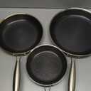 COOKER KING Non-toxic Frying Pans Set of 3 (8+10+12 Inch), Tri Ply Stainless Steel Pans, Induction Pan Set, Chef's Pan, Skillets Dishwasher & Oven Safe, Stay-Cool Handles, Compatible with All Cooktops