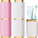 2 Pieces Toothbrush Case, Portable Toothbrush Travel Case Toothbrush Toothpaste Storage Box for Business Camping Travel or Daily Use (Pink+White)