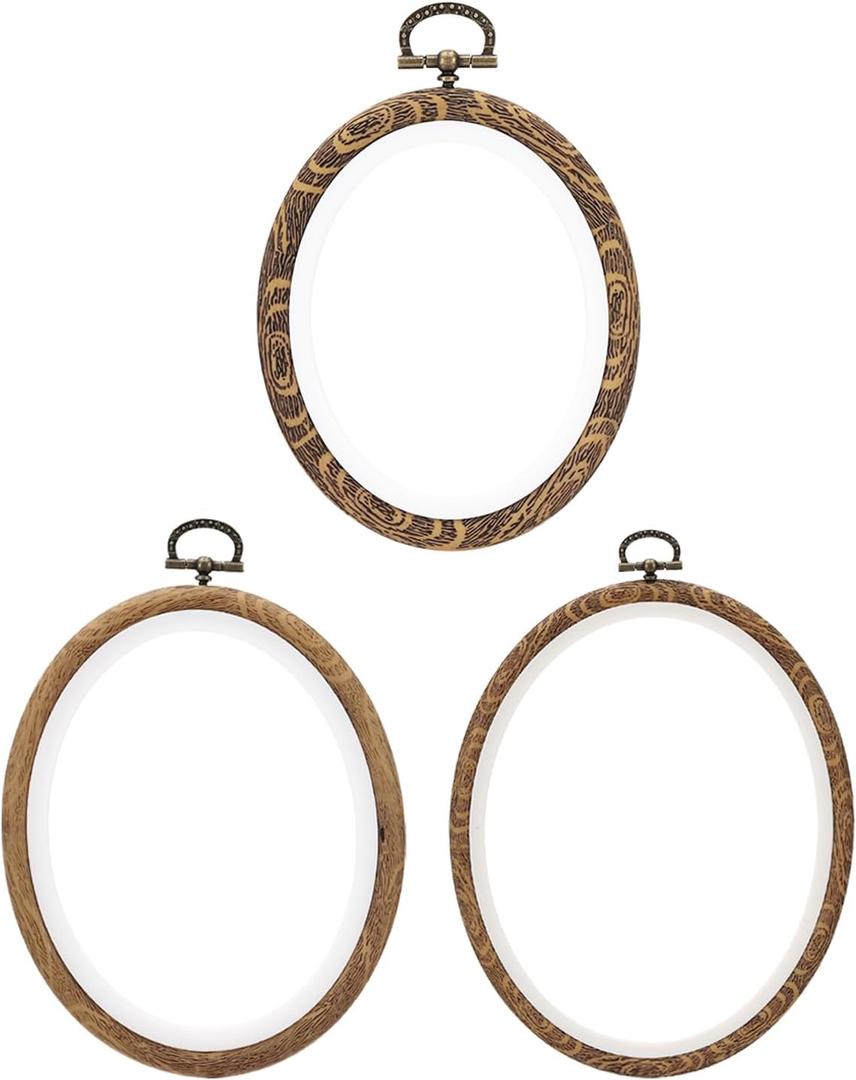 PATIKIL 4, 6, 7inch Embroidery Hoops Set, 3 Pieces Imitated Wood Octagonal Frame Cross Stitch Hoop Ring for Embroidery Art Craft Sewing Ornaments Hanging Decoration