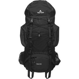 Teton 55L Scout Internal Frame Backpack for Hiking, Camping, Backpacking, Travel, Rain Cover Included, Black