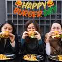 Happy Burger Day Banner, Burger Bar Decorations, Hamburger Themed Party Decorations, Hamburger Banner for Fast Food Party