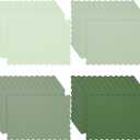 100 Pcs Sage Green Paper Place Mat 14 x 10'' Disposable Paper Placemat Table Scalloped Placemat for Spring Summer Wedding Bridal Shower Birthday Tea Party Supplies Home Dining Decor