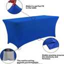 IVAPUPU 4FT Table Cloth for Rectangular Fitted Events Stretch Royal Blue Table Covers Washable Cover Spandex Tablecloth Protector for Party, Wedding, Cocktail, Banquet, Festival