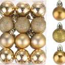 MECCANIXITY Christmas Ball Ornaments Christmas Tree Decorations Balls Gold 1.6"/4CM for Party Decoration Wedding Holiday Christmas Decor 24Pcs