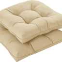 downluxe Outdoor Chair Cushions Set of 2 for Patio Furniture, Waterproof Tufted Overstuffed Patio Furniture Cushions, Thick Outdoor Seat Cushion, 19" X 19" X 5", Khaki (2 Count (Pack of 1))