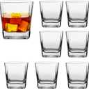 Drinking Glasses Set of 8, Glassware Set Includes 8 Rocks Glasses Heavy Base Glass Cups for Water, Juice, Beer, Wine, and Cocktails
