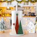 Geelin Christmas Paper Towel Holder Cute Christmas Kitchen Decoration Wooden Towels Paper Holder Stand for Kitchen Countertop Bathroom Home Farmhouse Winter Xmas Decor(Xmas Tree)