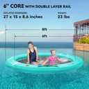 FBSPORT Inflatable Water Hammock Round Floating Ring, 10/8/6ft Inflatable Dock Floating Platform for Lake W/Cupholder, Sun Float Chill Raft Float Ring Tanning Pool Lounger Island Platform Pad