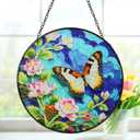 8inch Stained Glass Suncatcher, Butterfly Stained Glass Window Hanging Sun Catchers Ornaments for Indoor Windows Wall Garden Kitchen Home Decor Gifts for Women Birthday Mother's Day Religious Easter