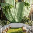 6 Panels Sage Green Chiffon Draping Fabric for Wedding 60" W x 480" L - Easy Hanging, Ceiling Curtains for Wedding Arch, Home Decor, Stages, Party, Canopy Drapes, Ideal for Event Planners