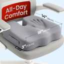 5 STARS UNITED Seat Cushion - Memory Foam Chair Cushion for Tailbone Pain Relief - Ergonomic Support for Coccyx, Sciatica & Butt - Office, Desk & Gaming Chair, Car Seat, Wheelchair, Airplane, L Gray