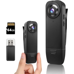 Upgraded Mini Body Camera 1080P Police Body Camera 64GB Memory Card, Night Vision, Body Worn Cam,Premium Portable, Wearable Patrol Video Recording Camcorder (64GB)