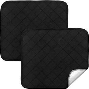 Waterproof Chair Pads for Incontinence 18" x 16", 2 Pack Non Slip Absorbent Wheelchair Reusable Seat Protector, Washable Seat Covers for Chairs, Black