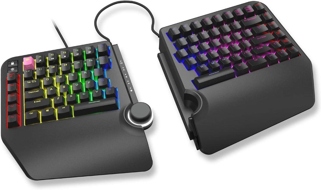 Cloud Nine ErgoTKL Ergonomic Tenkeyless Mechanical Keyboard for PC Kailh Brown TKL RGB Backlit Ergo Split Key Board