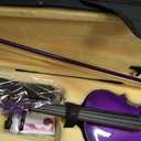 Crafteem 1/2 Fiddle Purple Colored Premium Violin Outfit for Beginners Adults Kids With 5 Color Fingering Tape- Handcrafted Student Beginner Violin. (Purple, 1/2)