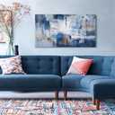 KLAKLA Blue Wall Decor - Abstract Canvas Wall Art for Living Room - Artistic Elegance Unveiled in a Beautiful Wooden Frame & Blue and White Pictures for Office Bedroom Wall Decoration Blue-White-Gray, 40"L x 20"W