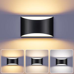 TingMiao Black Modern LED Wall Sconce, 3 Colors Indoor Wall Lights, 10W Hardwired Up and Down Aluminum Wall Mount Lamp for Bedroom Living Room Hallway Corridor (Black, 1 Pack)