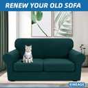 XINEAGE 2026 New 3 Pieces Couch Covers for 2 Cushion Sofa Super Stretch Loveseat Slipcover Pet Dog Universal Slip Cover Anti Slip Love Seat Furniture Protector (Blackish Green, 55"-69")