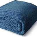 Whale Flotilla King Size Fuzzy Fleece Blanket for Bed, 90x104 Inch Fluffy Warm Soft Jacquard Blankets for All Season, Lightweight and Cozy, Navy Blue