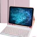 for iPad Air 11 inch 5th and 4th Generation Case with Keyboard and Mouse, 7 Color-Changing Keys Board Folio Cover with Pencil Holder Teclado for Air M3 Gen 5 2025 and M2 Gen 4 2022 (Pink)