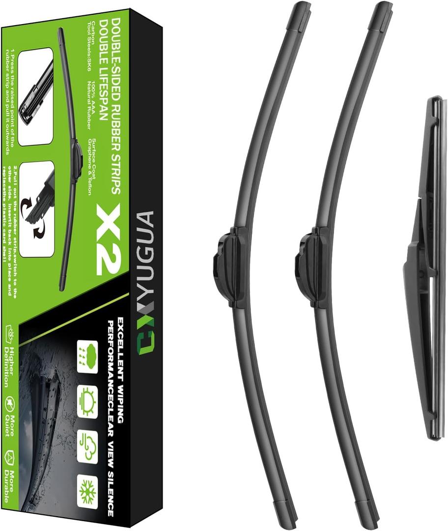 Wiper Blades Replacement for Grand Cherokee 2014-2021, Windshield Wiper Blades 22"+21" With Rear Wiper 11" (Set of 3) U/J HOOK, Double Sided Rubber Strips and Longer Life