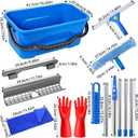 Window Cleaning Kit with Bucket, Squeegee and Scrubber for Home Outdoor | 76" High Window Washing Kit, Squeegee & Scrubber & 3 Gal Bucket, Professional Window Cleaner Tool for Home Outdoor Commercial, 14"