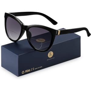 EASY READ Bifocal Reading Sunglasses for WomenFashion Sun Readers UV400 Protection(Magnification 1.75, Black)