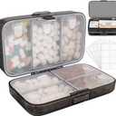 FYY Weekly Pill Organizer with Labels,8 Compartments Travel Daily Pill Case Airtight Moistureproof Large Pill Box to Hold Vitamins, Fish Oil, Supplements, Cotton Swab and Bandages-Black