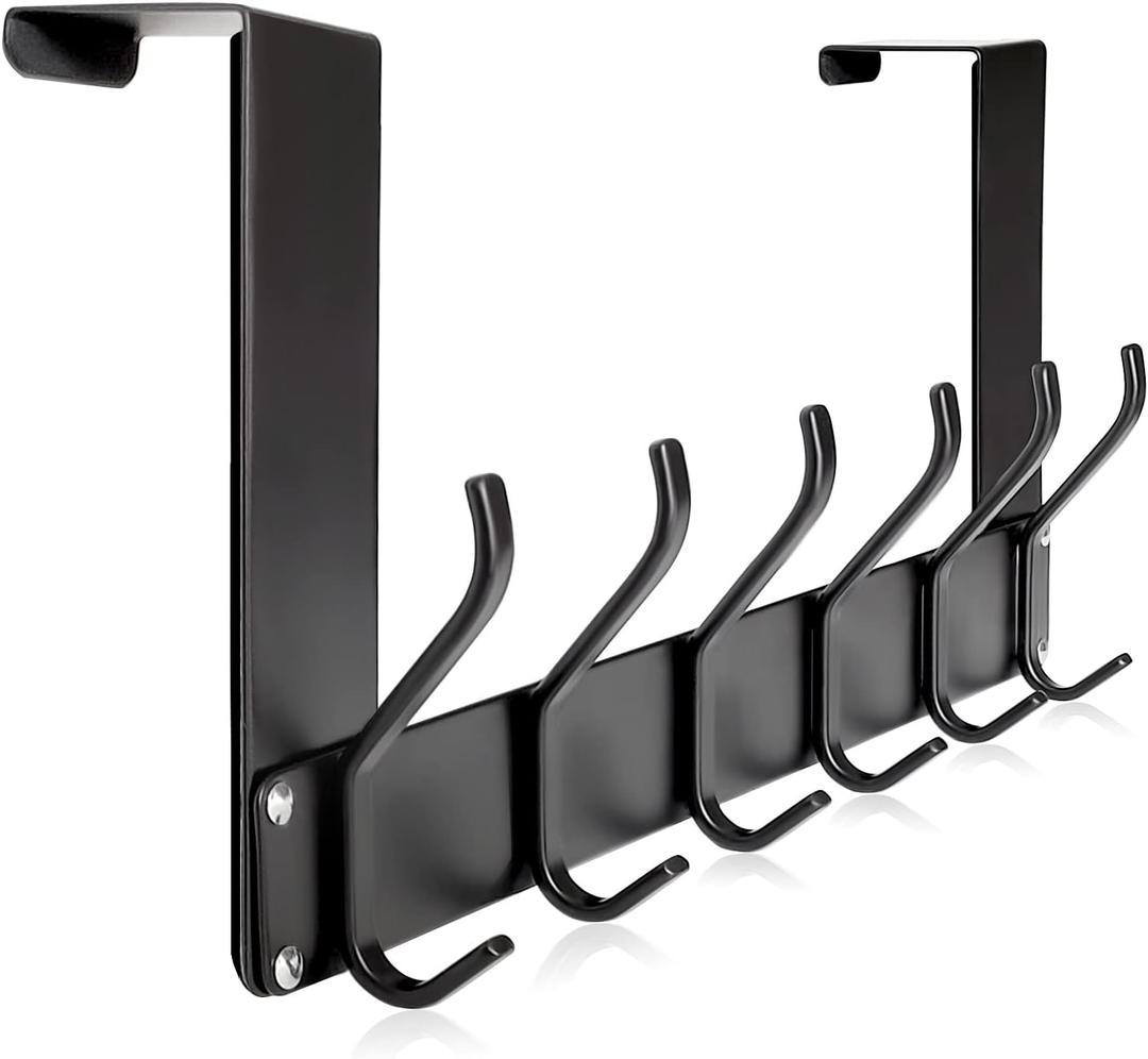 Over The Door Hooks, No Assembly Required Door Hanger Hook, Sturdy Over The Door Coat Rack, Over Door Hanger Door Hooks for Hanging Clothes, Towels, Hats, Matte Black (1 Pack)