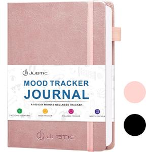 JUBTIC Mood Tracker Journal, Mental Health Journal for Women, 100-Day Self Care & Anxiety Journal with Wellness Tracker and Monthly Reflection, ADHD Planner to Practice Positive Thinking, Rose Gold