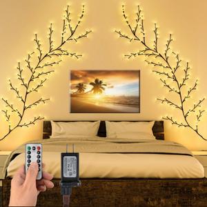 Nialnant Enchanted Willow Vine Lights 7.5 Ft, Vine Light for Bedroom, 144 Led Tree Branch Light for Wall, Timer Lighted Branches for Halloween Christmas Holiday Decor Indoor String Lights (1 PCS)