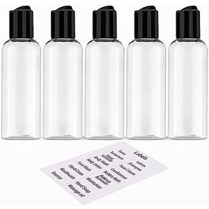 DNSEN 5 Pack 3.4 oz Travel Bottles for Toiletries TSA Approved Leakproof Plastic Empty Travel Size Bottles Containers with Labels