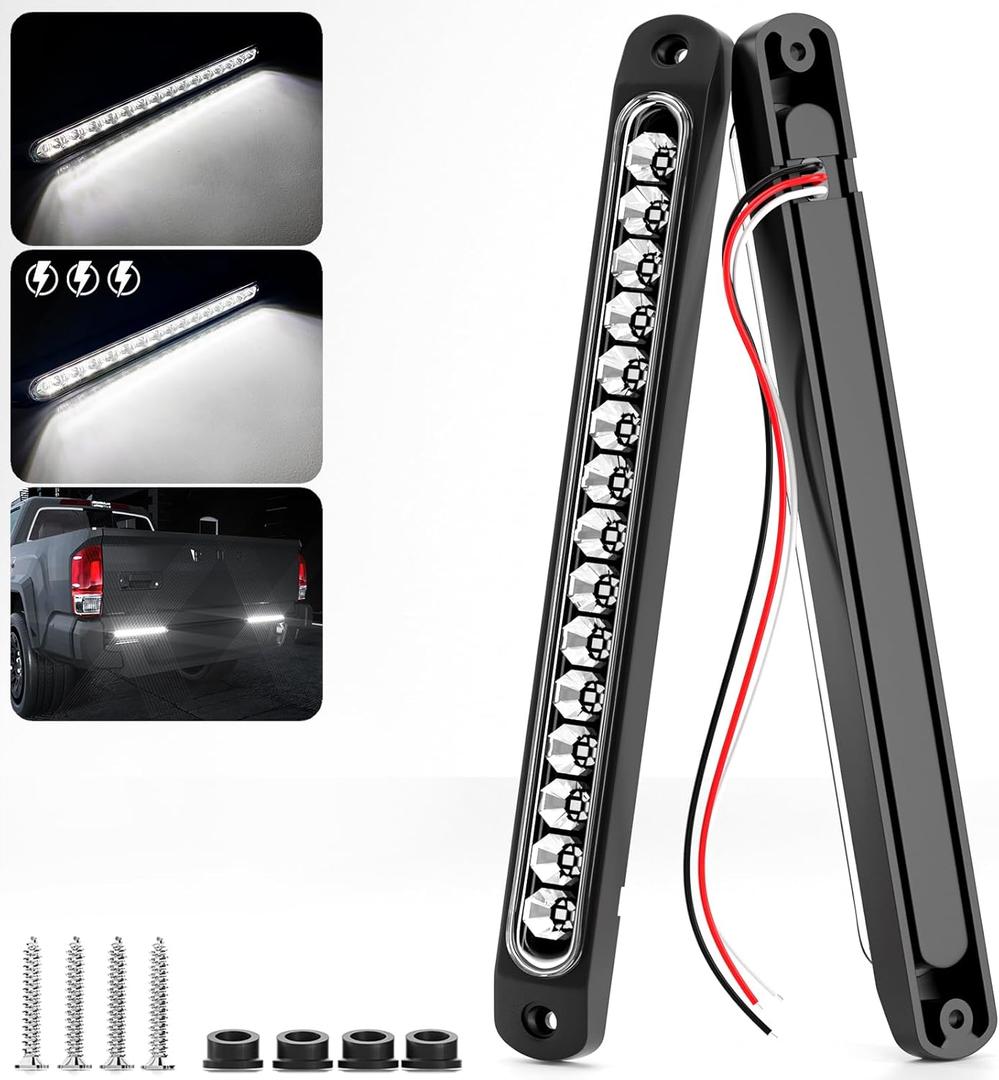 PSEQT 10" 15 LED Trailer Identification Light Led Running Reverse Backup Tail Light Bar Strip White Truck Rear Side Marker Lights Waterproof