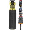 Klein Tools 32910 Impact Driver, 7-in-1 SAE Impact Socket Set with Handle, Flip Socket with 1/4, 5/16, 3/8, 7/16, 1/2 and 9/16-Inch Nut Driver Sizes and 1/4-Inch Bit Holder