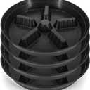 4 Pack Plant Saucer 14 inch, Plastic Plant Saucers for Indoors, Raised Middle Plant Trays for Pots, Water Tray for Plants, Plant Stand Water Catcher Tray, Pot Saucers for Plants (Black)