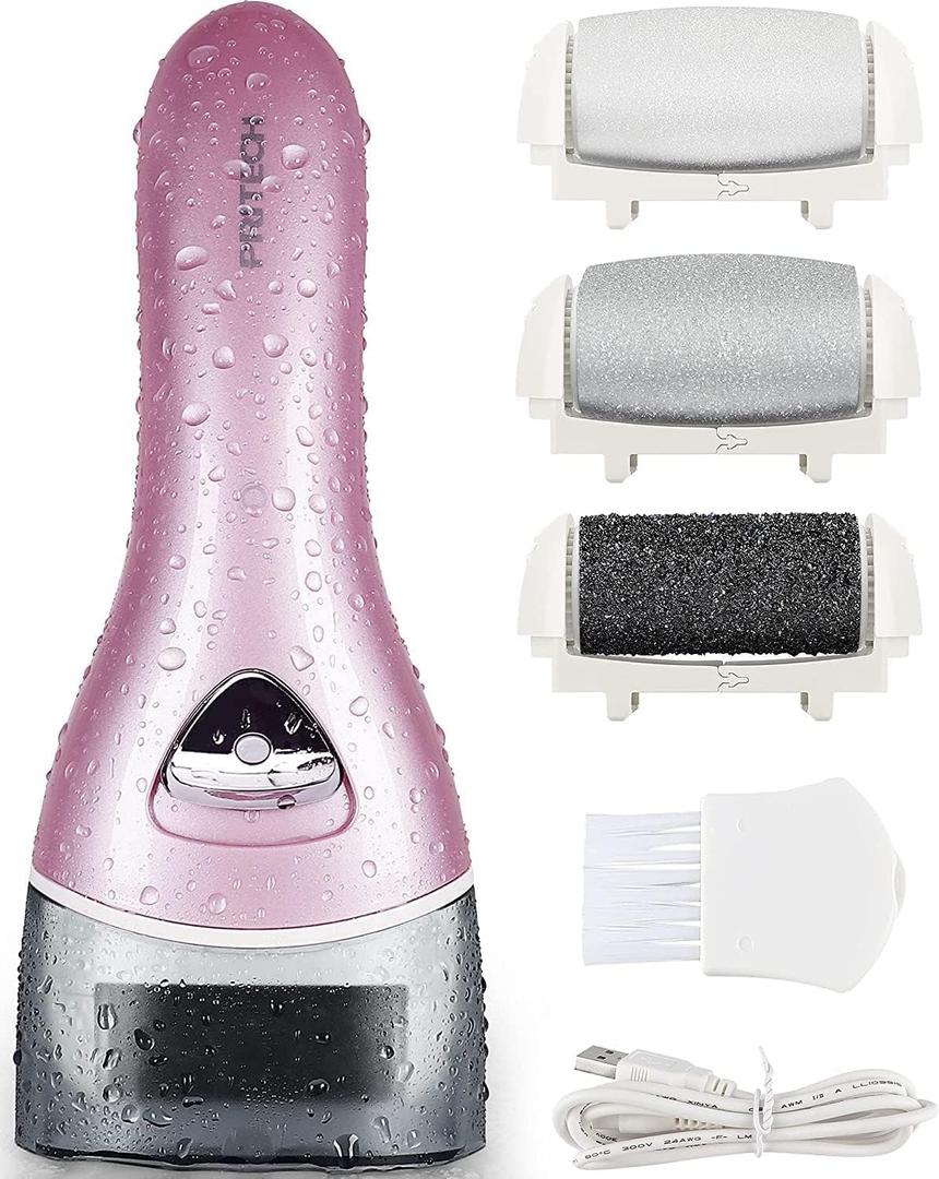 Electric Feet Callus Removers Rechargeable,Portable Electronic Foot File Pedicure Tools, Electric Callus Remover Kit,Professional Pedi Feet Care Perfect for Dead,Hard Cracked Dry Skin (002-pink)
