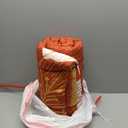 DJY 3 Pieces Quilt Set California King Gold Floral Pattern Quilt Coverlet Set Boho Floral Bedspread with 2 Pillow Shams Elegant Flower Bedding Quilt Set for Teens Adults (Terracotta, 106"x 96")