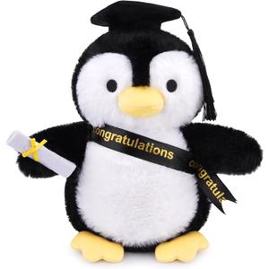 Graduation Penguin Plush, Cute Graduation Stuffed Animal with Cap, Diploma & Sash, Soft Penguin Plush Gift for Kids, Students, Graduation Celebration