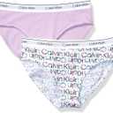 Calvin Klein Girls' Modern Cotton Bikini, Multipack (Small, 2 Pack - Ck Logo White)