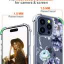 Hungo Compatible for iPhone 15 Pro Max Case for Women Floral Flower Clear Design Cute,Girly Girls Flower Promax Rose Blue