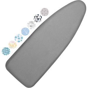 Ironing Board Cover and Pad, 18x49 Extra Wide Thick Iron Padding, Scorch & Stain Resistant Ironing board cover, Heavy Duty Iron Board Padded with Adjustable Fasteners Durable Elastic Edge, Grey