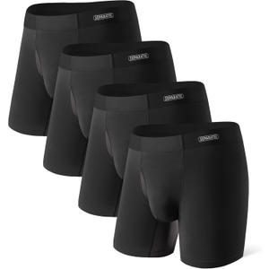 Separatec Mens Underwear with Separate Pouch, Micro Modal Boxer Briefs Seamless Waistband Underwear for Men 4 Pack (Large, Black)