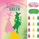 Wicth Birthday Party Decorationas Favors,Pink The Broom on The Wicth Game,Pin and Green Party Decorations Supplies